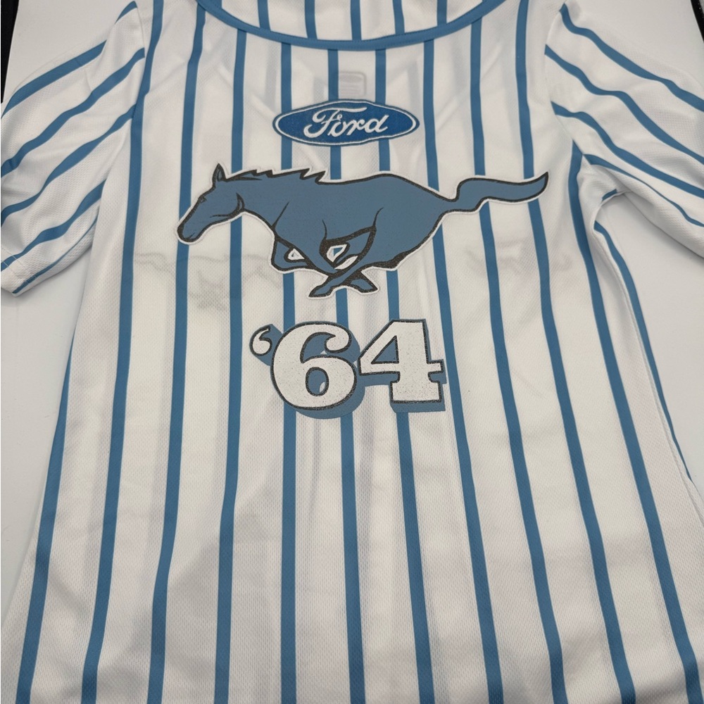 Woman XS Ford Blue and White Striped Jersey